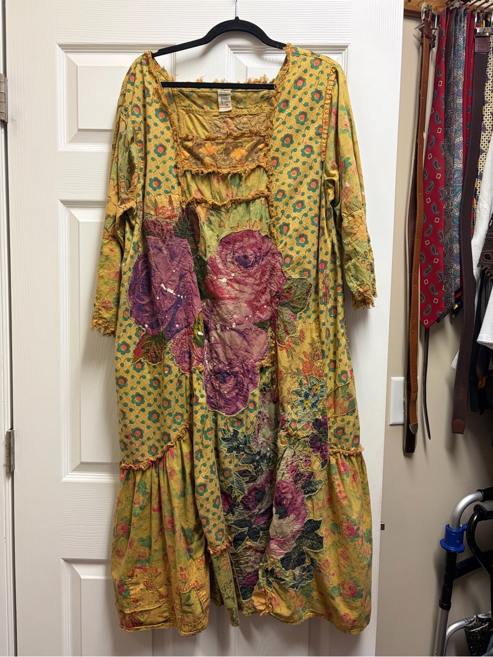 Magnolia Pearl Yellow Maxi Dress with Purple Rose Motif